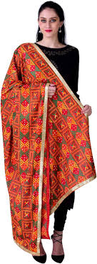 Hand-embroidered shawls and dupattas